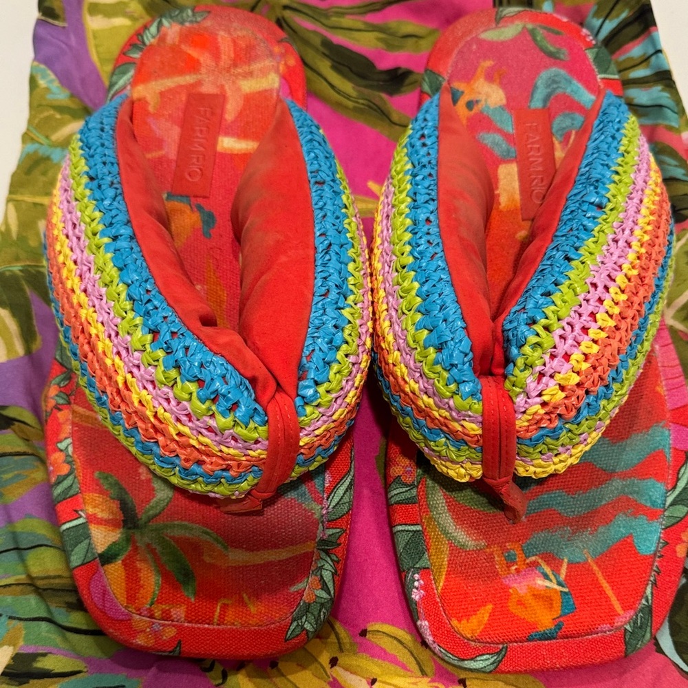 Toucans Puffy Crochet Flip Flop Floral Women's Sandal - Multicolor Woven Straps